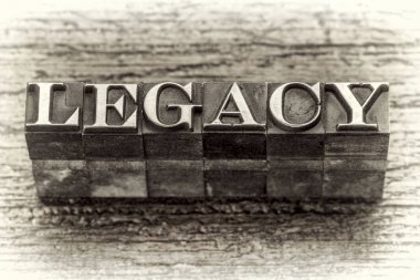 legacy word in letterpress metal type clipart