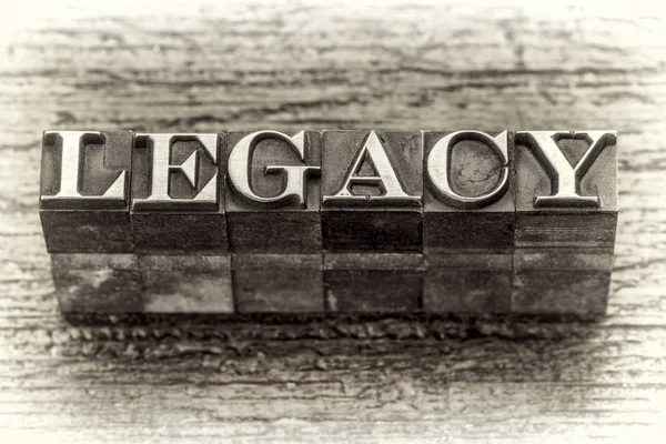 Legacy word in letterpress metal type — Stock Photo, Image