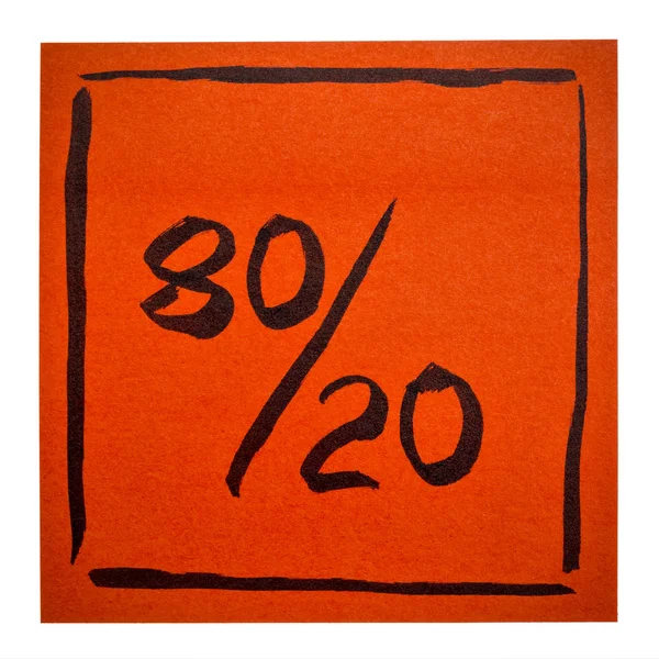 Pareto principle on isolated sticky note — Stock Photo, Image