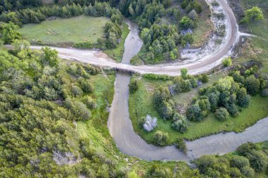 Nebraska 'daki Kasvetli Nehir' in hava görüntüsü