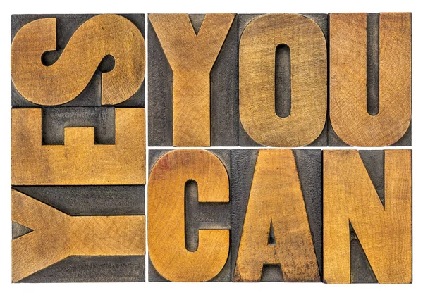 Yes, you can word abstract in wood type — Stock Photo, Image