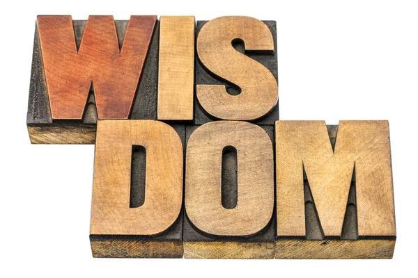 Wisdom word abstract in wood type — Stock Photo, Image