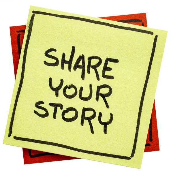 Share your story reminder note — Stock Photo, Image