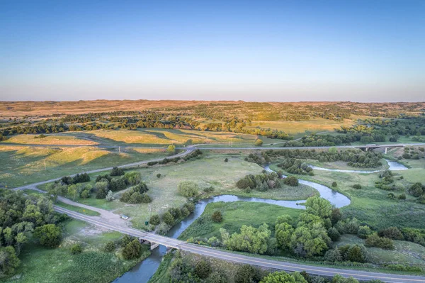 Vue aérienne de la rivière Dismal au Nebraska — Photo