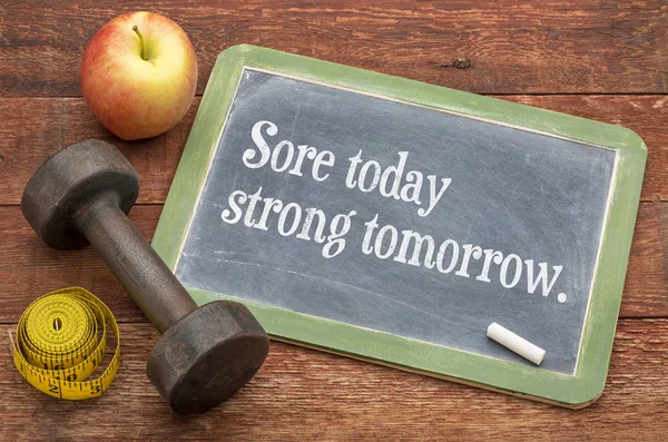 Sore oggi, forte domani fitnes concetto — Foto Stock