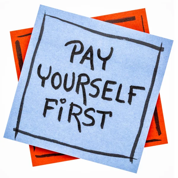 Pay yourself first - reminder note — Stock Photo, Image