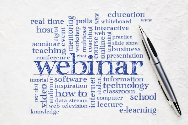 Webinar word cloud on textured paper — Stock Photo, Image