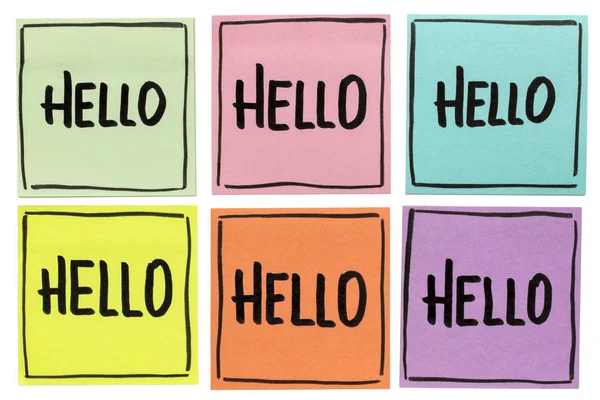 Hello greeting - set of  sticky notes — Stock Photo, Image