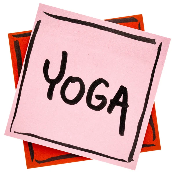 Yoga word on reminder note — Stock Photo, Image