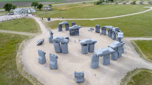 Carhenge, a modern replica of Stonehenge aerial view — Stock Photo, Image
