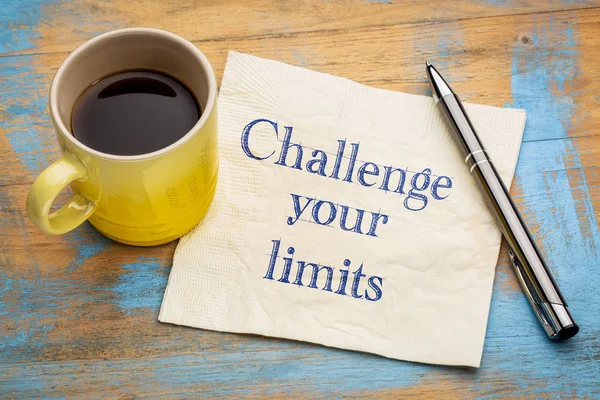 Challenge your limits motivational advice or reminder — Stock Photo, Image
