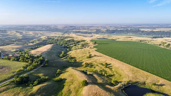 Farmland in Nebraska Sandhills - aerial view — Stock Photo, Image