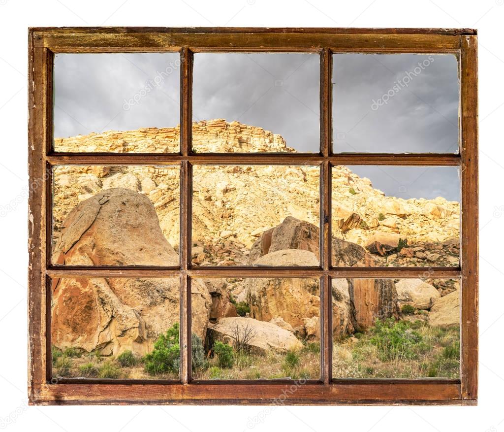 desert rocks and cliffs - window view
