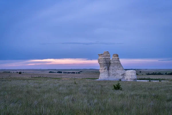 Castle Rock in Kansas prairie