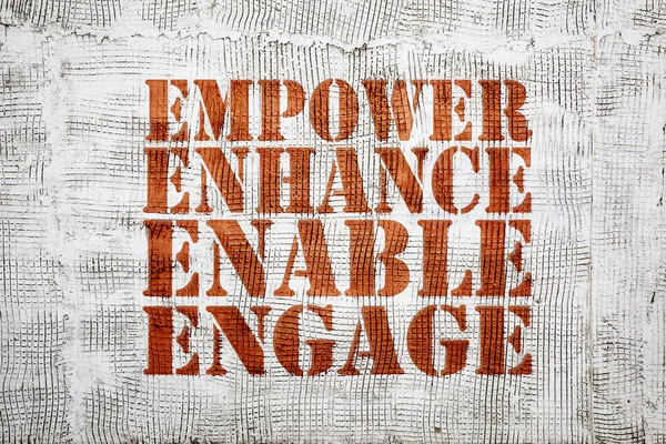 Empower, enhance, enable, engage graffiti — Stock Photo, Image