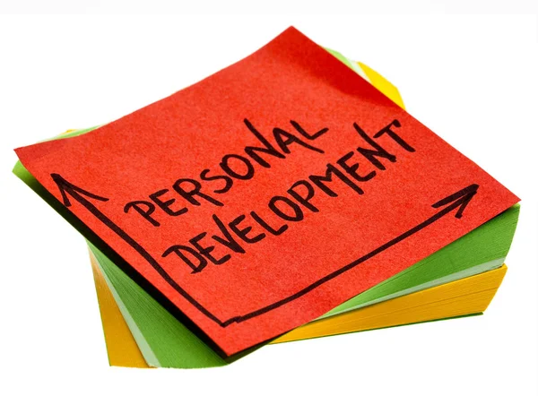 Personal development words on reminder note — Stock Photo, Image