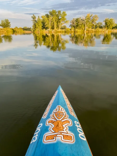 Bow of racing stand up paddleboard by Starboard — Stock Photo, Image