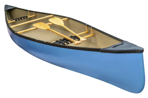Canoa azul com pás de madeira — Fotografia de Stock