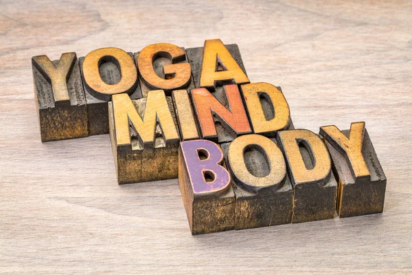 Yoga, Geist, Körper Wort abstrakt — Stockfoto