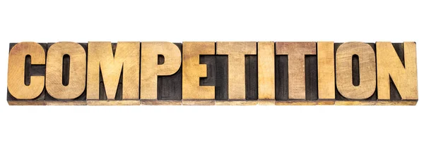 Competition word banner in wood type — Stock Photo, Image