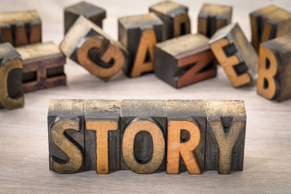 Story word abstract in wood type — Stock Photo, Image