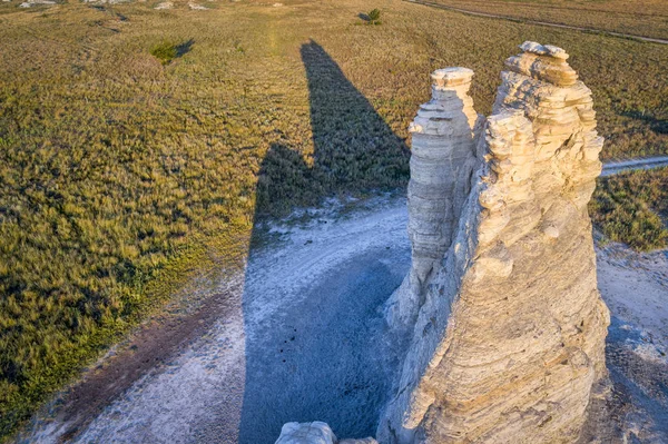 Castle Rock dans la prairie du Kansas - vue aérienne — Photo