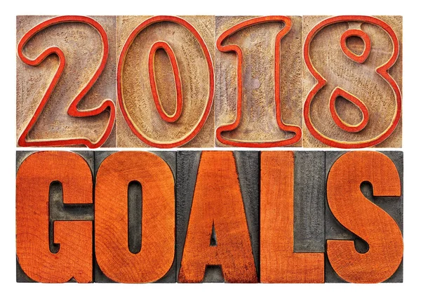 2018 goals banner in wood type — Stock Photo, Image