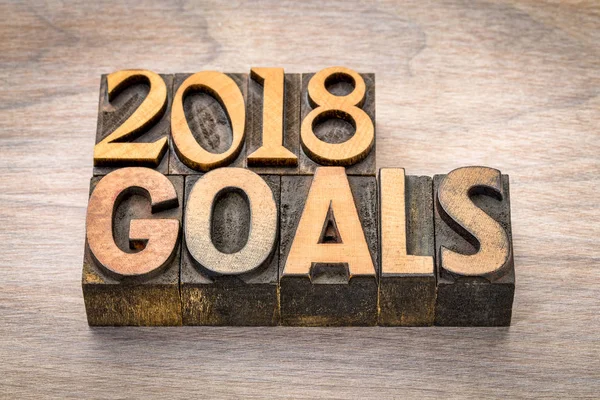 2018 goals banner in wood type — Stock Photo, Image