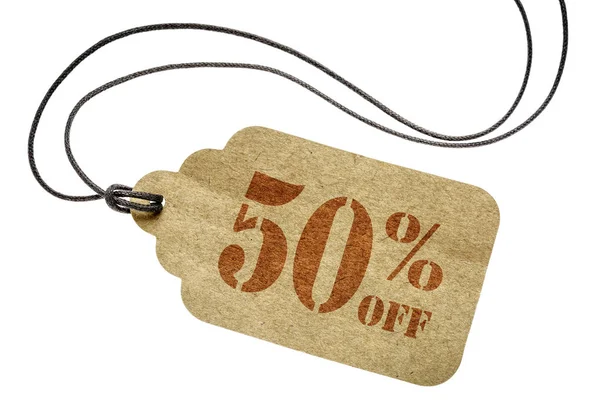 Fifty percent off discount -  paper price tag — Stock Photo, Image
