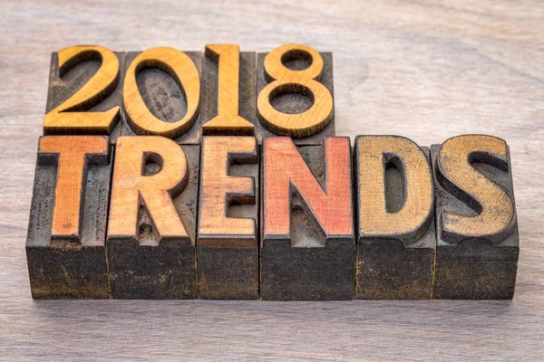 2018 trends in boekdruk hout Typ — Stockfoto