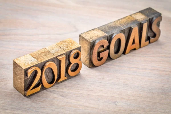 2018 goals banner in wood type — Stock Photo, Image