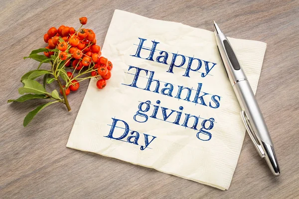 Happy Thanksgiving Day on napkin — Stock Photo, Image