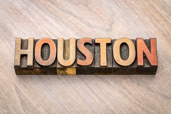 Houston em tipo de madeira vintage — Fotografia de Stock