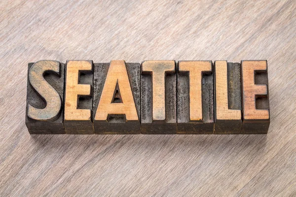 Seattle word abstract in letterpress wood type — Stock Photo, Image