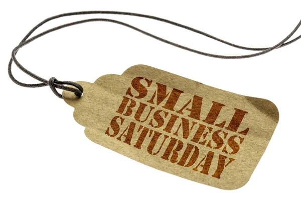 Small Business Saturday text pe eticheta prețului hârtiei — Fotografie, imagine de stoc