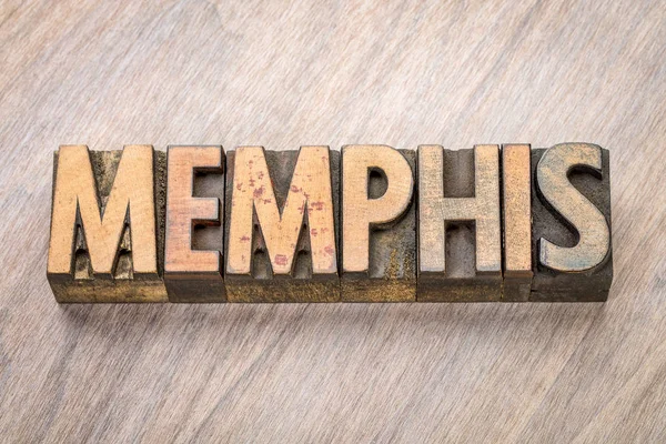 Memphis palavra abstrata em tipografia tipo de madeira — Fotografia de Stock