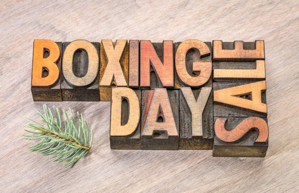 Boxing day στην πώληση εισέλθετε είδος ξύλου — Φωτογραφία Αρχείου