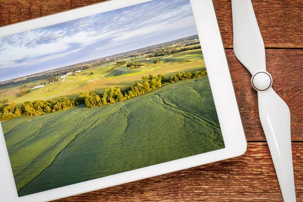 Gröna sojabönor fält i Missouri Flygfoto — Stockfoto