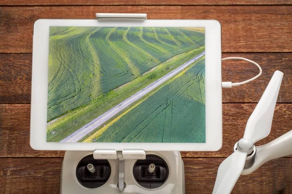 Groene sojabonen velden in Missouri luchtfoto — Stockfoto