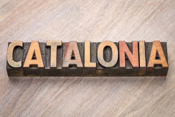 Catalonia word abstract in wood type — Stock Photo, Image