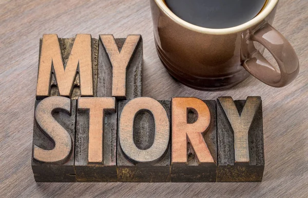 My story word abstract in wood type — Stock Photo, Image