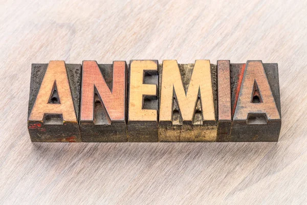 anemia word abstract in wood type
