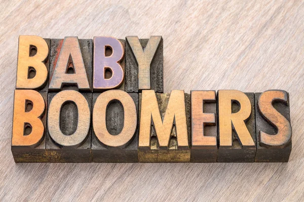 Baby boomers ordet abstrakt i trä typ — Stockfoto