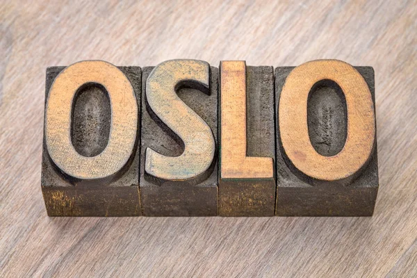 Oslo word abstract in wood type