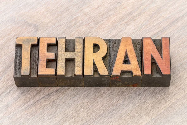 Tehran word abstract in wood type — Stock Photo, Image