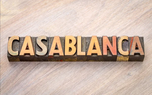 Casablanca word abstract in wood type