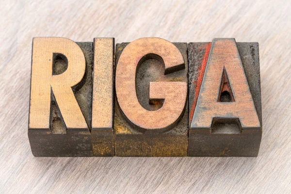 Riga word abstract in wood type — Stock Photo, Image