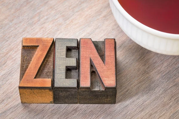 Zen word abstract in wood type — Stock Photo, Image