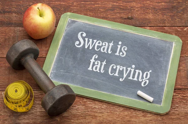 Suor é gordura chorando texto motivacional — Fotografia de Stock