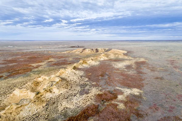Formações rochosas na pradaria ocidental do Kansas — Fotografia de Stock
